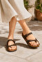 Moderno Women's Cross Strap Anatomical Cork Sole Daily Comfortable Slippers - 3
