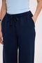 Women's 100% cotton baggy fit comfortable cut elastic waist navy blue pants with muslin fabric pockets - 5