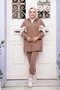 Zippered Brown Hijab Double Set 20135Kh