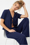 Navy Blue Tied Knitted Pajama Suit7889