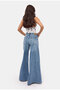 Women's Blue Color 4S6-4 Super Palazzo Fit Elaphant Leg 100% Cotton Denim Jean - 7