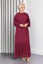 Lace Detailed Chiffon Evening Dress Plum 19143 - 3