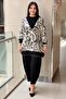 Shawl Patterned Knitwear Combination Tunic - 3