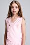 Flared Cotton Buttoned Blazer Vest Top Shorts Bottom 2-Piece Set Girls I2163A826Hs - 4