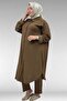 37013 Large Size Buttoned Wrap Trousers Suit-Brown - 4