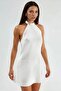Halter Collar Back Low-cut Dress - 4