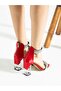 Red Satin Stone Women's Shoes - 4