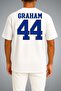 تي شيرت كبير الحجم مطبوع عليه Off Campus Briar University Hawks Graham 44 على الصدر والظهر للجنسين - 2