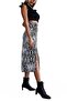 Women's Side Zippered Slit Viscose Zebra Patterned Midi Skirt - 4