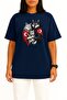 Oversized Mother - Father and Child Turan Wolf and Turkish Flag Chest Printed Unisex T-Shirt - 2