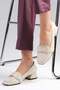 Anneka Beige Color Blunt Toe Women's Short Heeled Shoes