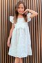 Girl's Lace Dress with Bow Accessories, Floral Embroidery, 3-8 Years, Ecru - 2