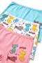 Girl's Colorful 3-Piece Printed Boxer Cat Printed Body-Hugging Stretch Fabric - 8703-3 - 3
