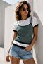Green Striped Double Look Women's T-Shirt Mg2699