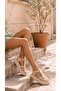 Women's Beige Mesh Detailed High-Heel Sandals 4cm Byndk90 - 5