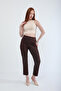 Women's Waist Lycra Side Pocket Jean Trousers - Brown - 4