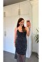 Rope Strap Glittering Sequined Dress Navy Blue - 4