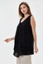 Black Italian Varev Cut Zero Sleeve Linen Linen Blouse 40 - 44 Size - 2