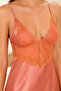 Women's Lace Detailed Strappy Mini Nightgown - Satin & Deep Neckline Mini Stylish Design - 2