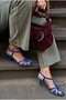 Women's Navy Blue Patent Leather Piping Detailed Strapped Pointed Toe Thin Heel Stiletto Classic Heeled Shoes Zare - 2