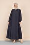 Mevlana Flared Ferace Crepe Fabric Pocketed Zippered 4 Season Women's Hijab Abaya - 3