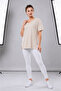 Beige V-Neck Basic Women's T-Shirt 100% Cotton Side Slits Short Sleeve Casual Comfortable Cut - 2
