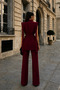 Women's Top and Bottom Two-Piece Set Shoulder Detail Belted Sleeveless Blazer Jacket Trousers Set - 7