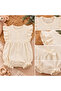 Baby Girl Front Snap Fastener Jumpsuit with Elastic Legs - 3