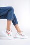 Bella Women's White Orange Lace-Up Mesh Casual Sneaker Shoes