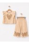 2-Piece Girls' Set with Flower Embroidered Pants