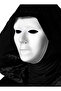 Black Hooded 120 cm Cape and White Paintable Full Face Mask (5263) - 3