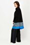 Leopard Detailed Jacket, Tunic, Trousers, Necklace Set, Cobalt Blue - 5