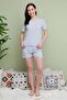 Polka Dot Patterned Crew Neck Shorts Pajama Set - 5