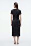 Women's polka dot waist belted short sleeve dress - 4