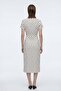 Women's polka dot waist belted short sleeve dress - 4