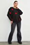 3 Thread Bow Embroidered Oversize Sweatshirt - 5