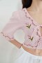 Front-Tie Floral Embroidered Muslin Fabric Blouse - 7