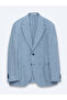 Blue Patterned Modern Fit Linen Blend Jacket - 6