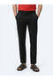 Black Plain Woven Slim Fit Casual Cotton Blended Trousers - 3