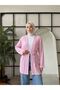 Women's Wrinkled Bark Fabric Long Sleeve Kimono Hijab Cardigan-Pink