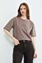 Dog Embroidered Crew Neck Casual T-Shirt
