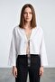 Tie-Front Wide Sleeve Crop Blouse - 2