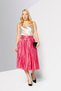 Women Pleated Synthetic Leather Midi Skirt, Pink - 2