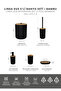 Hgy Home Real Bamboo Detailed London Black 5-Piece Bathroom Set - 5