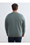 Lcwaikiki Classic Green Large Size Crew Neck Printed Men's Thick Sweatshirt - 7