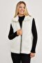 Polo Neck Zippered Plush Vest - 5