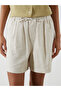 Two Mt Shop Quality Xside Beige Elastic Waist Linen Blend Women's Shorts - 4