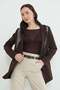 Scarf Detailed Shoulder Padded Blazer Jacket - 2