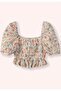 Girl's Floral Print Square Neck Blouse 5-12 Years Ecru - 3