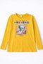 Via Girls Girls' Printed Detailed Long Sleeve T-Shirt 6-9 Years Old Mustard